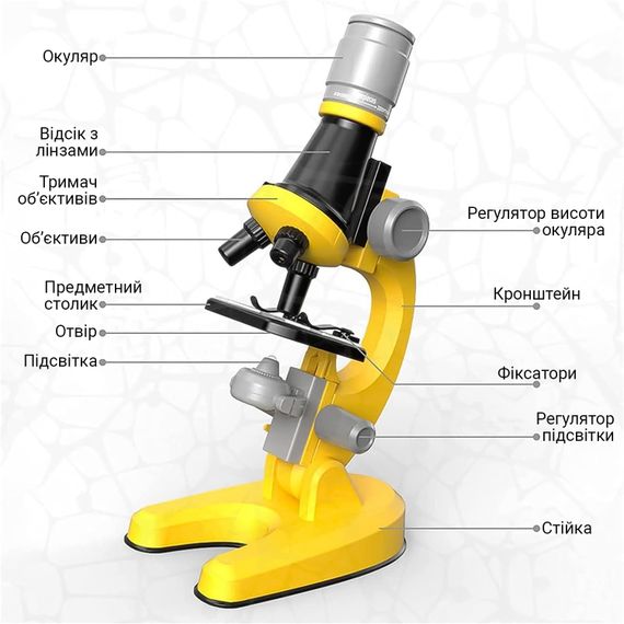 Детский научный набор: микроскоп OEM 1012A-1+ биологические микропрепараты, Желтый | Зображення 5