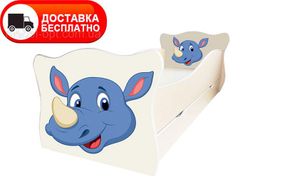 Детская кровать Animal 6 Носорог с выдвижным ящиком, выбор размера спального места