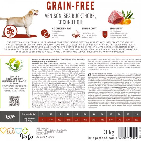 Корм сухий Brit Care Dog Grain-free Sensitive для собак з чутливим травленням та харчовою непереносимістю беззерновий з олен | Зображення 5