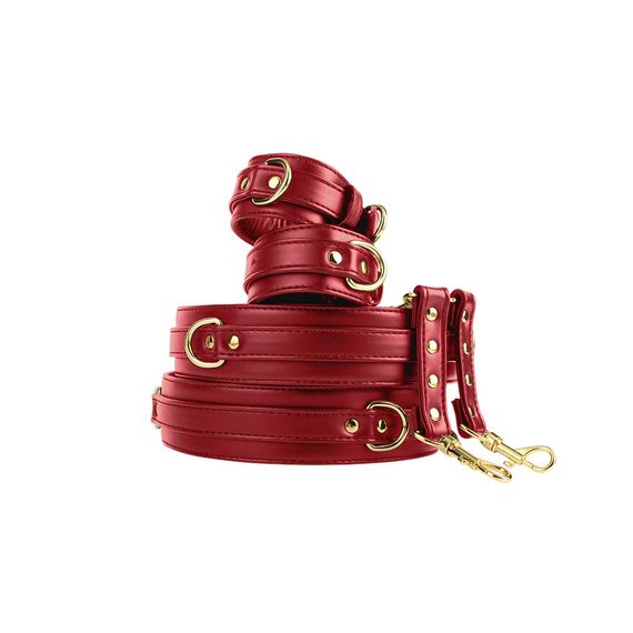 Комплект манжетів на зап'ястя та стегна Chisa BEHAVE! Luxury Fetish червоний Sex Aura | Зображення 1