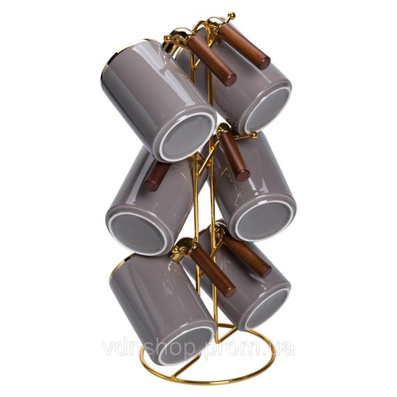 Набір чашок на металевій підставці 6 (шт) по 400 (мл) Сірий HP-26-12 | Зображення 3