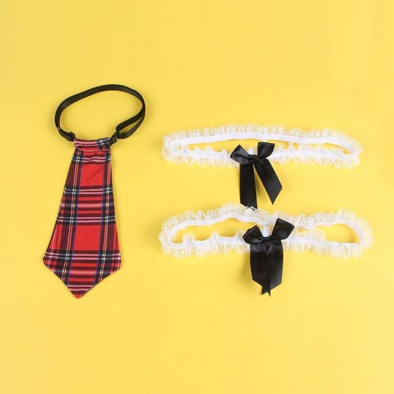 Костюм школярки Star Night 4 предмети, біло-червоний, XL-2XL sexstyle | Зображення 3