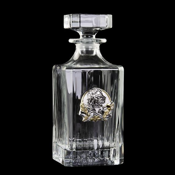 Набір для горілки "LEADER" 6 чарок 80мл, графін 750 мл, чистий кришталь, зображення зі срібла з позолотою | Зображення 3