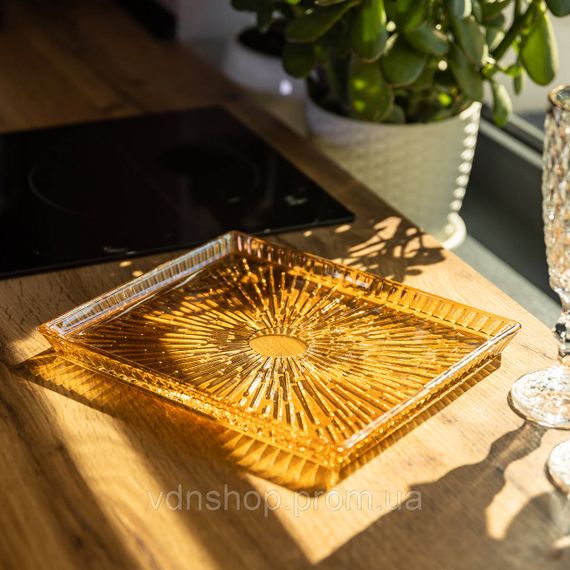 Блюдо для закусок скляне 24,5*20,5*2 см прямокутне HP-YH-54 | Зображення 4