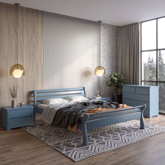 Двоспальне дерев&#039;яне ліжко Mebigrand Верона Сіро-синій (S7010R90B) 140х190 см (MBG-4592)