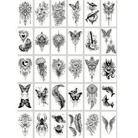 Набір дитячих тимчасових татуювань "Чорні міні №4" black-tattoo-mini-set-4-H