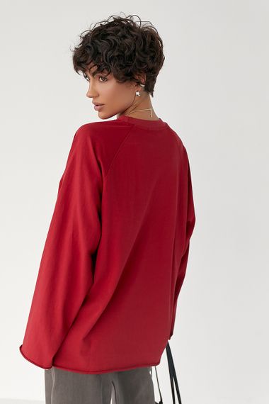 Однотонний вільний лонг - червоний цвет, ONE SIZE (є розміри) | Зображення 1