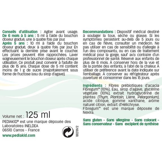 Протизастудний засіб для дітей Pediakid Toux seche et grasse 125 ml /25 servings/ Lemon | Зображення 1