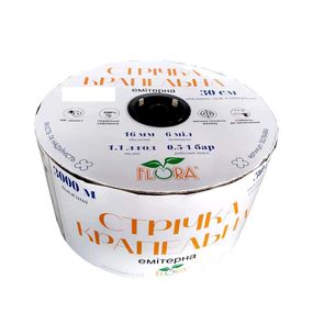 Стрічка крапельна Flora з плоским емітером Ø16 мм 30 см 6 міл 1.38л 1000 м (5076314)