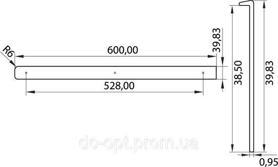 Накладка для столешницы 38мм Чёрная U-образная правая ДС ОптимаЛайн | Зображення 2