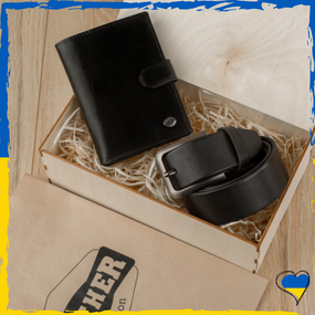 Набір подарунковий для чоловіка Leather Collection (портмоне і ремінь) натуральна шкіра