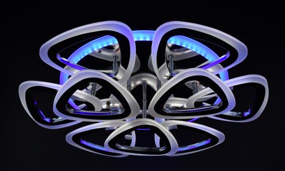 Люстра світлодіодна стельова LED світильник для квартири на стелю лед з пультом 25948 Хром 11х57х57 см. | Зображення 9