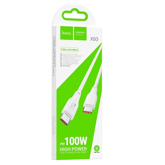 Дата кабель Hoco X93 Force Type-C to Type-C 100W (2m) White | Зображення 5