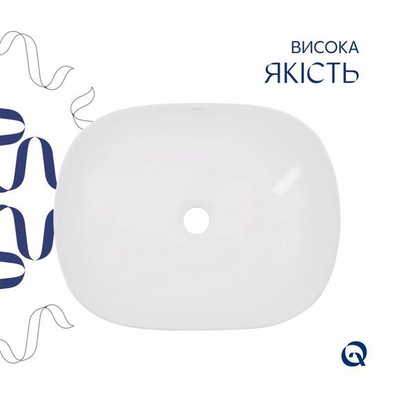 Комплект Qtap Aquarius: Раковина накладна прямокутна 470x380x120 мм White + Донний клапан PU02 | Зображення 3