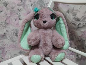 Меховая игрушка зайка розовый подарок девочке девушке 25см 02934