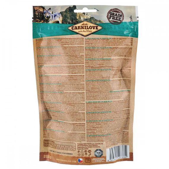 Ласощі Carnilove Dog Semi Moist Snack Carp with Thyme для собак для покращення обміну речовинз коропом та чебрецем 200 г | Зображення 1