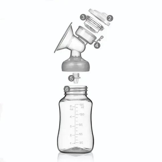 Електричний подвійний масажний молоковідсмоктувач Kinder Goods в комплекті з 2 пляшками для молока + соска, USB | Зображення 6