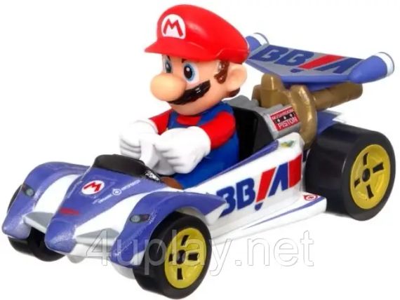 Hot Wheels Mario Kart Characters and Karts Хот Вілс набір 4 машинки Маріо Карт: Маріо, Луїджі, Боузер | Зображення 1