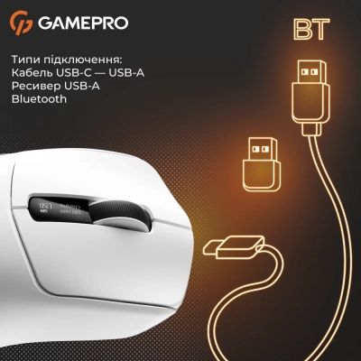 Мышка GamePro Genesis Ranker Wireless/Bluetooth/USB White (GM012W) | Зображення 7