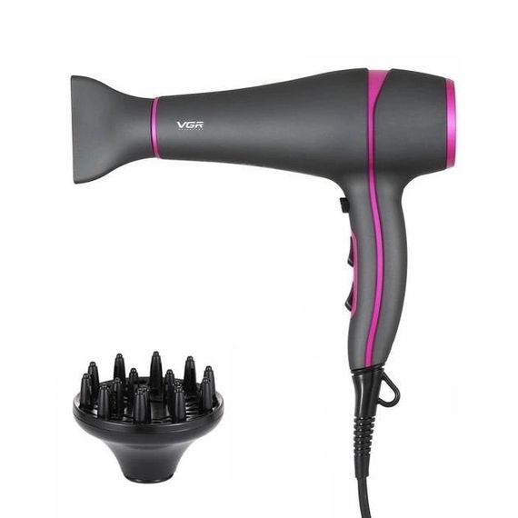 Профессиональный мощный фен с насадками VGR V-402 с концентратором и дифузором для сушки и укладки волос | Зображення 9