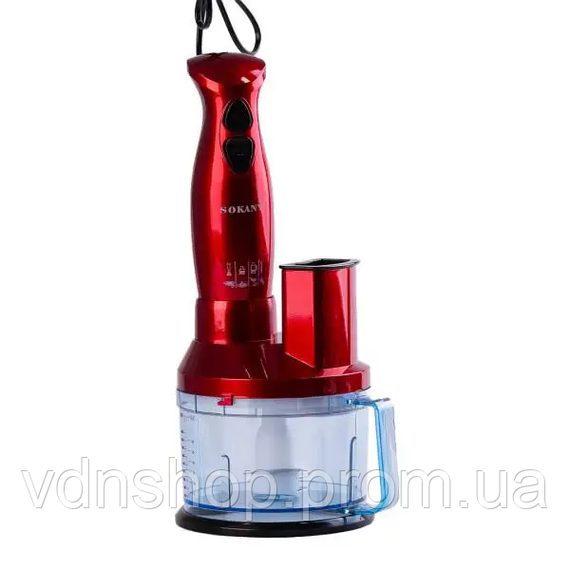 Кухонный комбайн с чашей 7 в 1 Sokany SM-5011-7 600 Вт с насадками Красный | Зображення 2