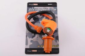 Катушка зажигания (тюнинг)   4T GY6 50-150, Honda DIO   (оранжевая, +насвечник)