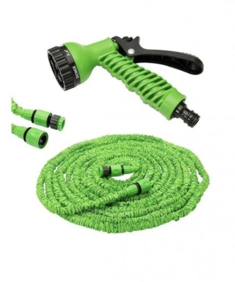Шланг для поливу GRUNHELM Magic Hose 3/4 (5-15 м, 2 насадки, адаптер, пістолет 7 ф-цій) | Зображення 1