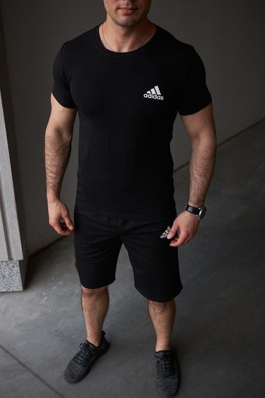 Комплект чоловічий Adidas: футболка чорна + шорти чорні (9445815181) | Зображення 1