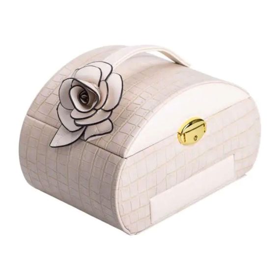 Шкатулка для украшений из эко кожи 3 яруса с замком органайзер для ювелирных изделий HP-5-21BE | Зображення 4