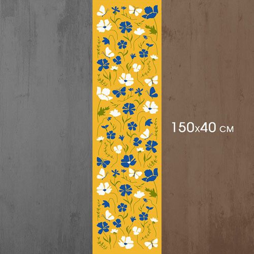 Доріжка на стіл Квіти та метелики на жовтому фоні 150x40 см (DR__24A030) | Зображення 2