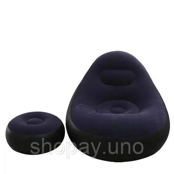 Надувное кресло с пуфом для отдыха AIR SOFA велюровое Purple DX-26 | Зображення 6