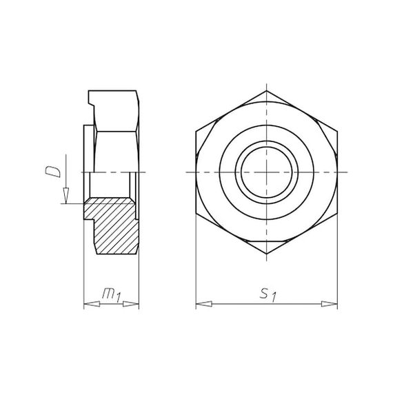 Гайка шестигранна приварна DIN929 - SW19, M12, без покриття | Зображення 1