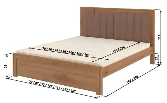 Односпальне дерев&#039;яне ліжко Mebigrand Торонто Т6 Горіх лісовий/Аляска 23 (бежевий) 90х190 см (MBG-9658) | Зображення 2