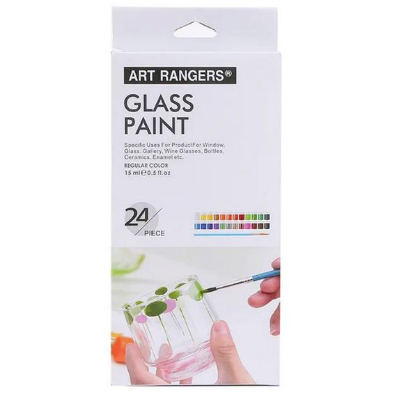 Набор красок для стекла GAS2415, 15 мл, 24 цвета, 3 кисточки