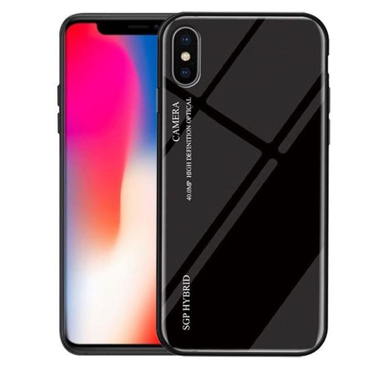 Чехол бампер Primo Gradient Glass для Apple iPhone X / Xs - Black