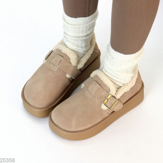 Бежевые замшевые угги автоледи на утолщенной подошве | Зображення 8