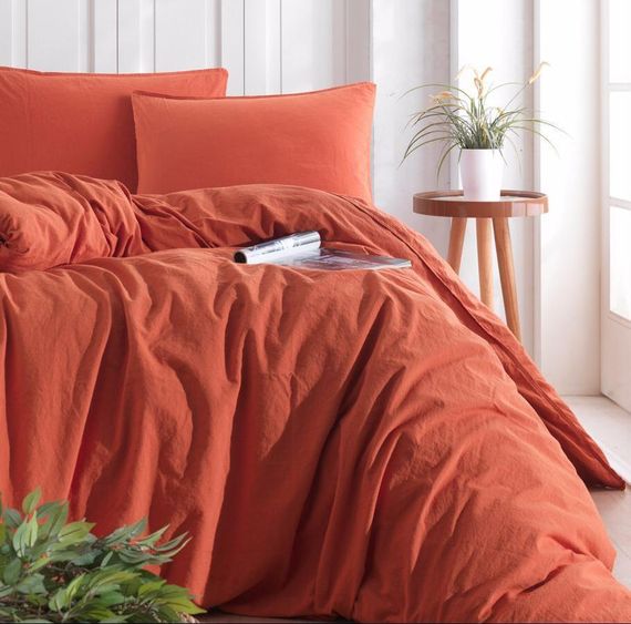Комплект постільної білизни SoundSleep Stonewash Adriatic Orange євро цегляний (92670587)