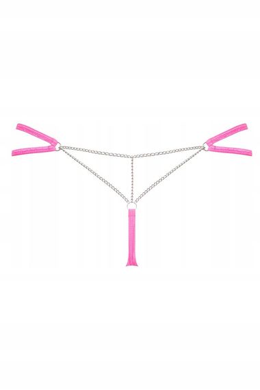 Сексуальні стрінги з ланцюжком Obsessive Chainty thong pink S/M | Зображення 4