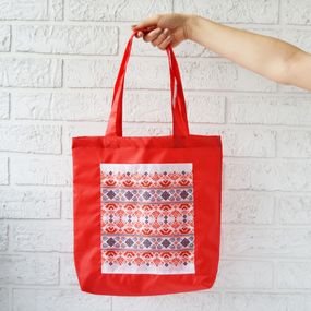 Сумка шопер  з кишенею 4Profi "Вишиванка" 01 оксфорд померанчова 37400