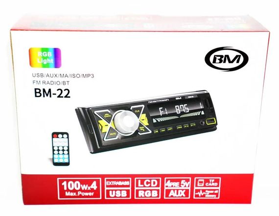 Автомагнітола Boschmann BM-18 ISO з Bluetooth, RGB підсвіткою, 4x100W, MP3+FM+2xUSB+microSD+AUX з пультом ДУ (46444-BM-18_396) | Зображення 9