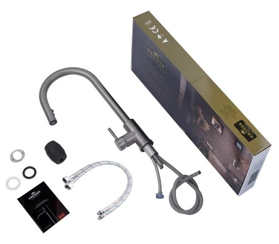 Змішувач для кухні з висувним виливом Kroner KRP Edelstahl Klassisch - PVD03915 (CV032283) | Зображення 2