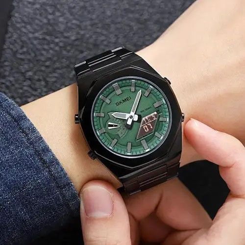 Якісні чоловічі годинники SKMEI 1816BKGNBK, Стильні статусні чоловічі наручні годинники стрілочні VW-36 | Зображення 3