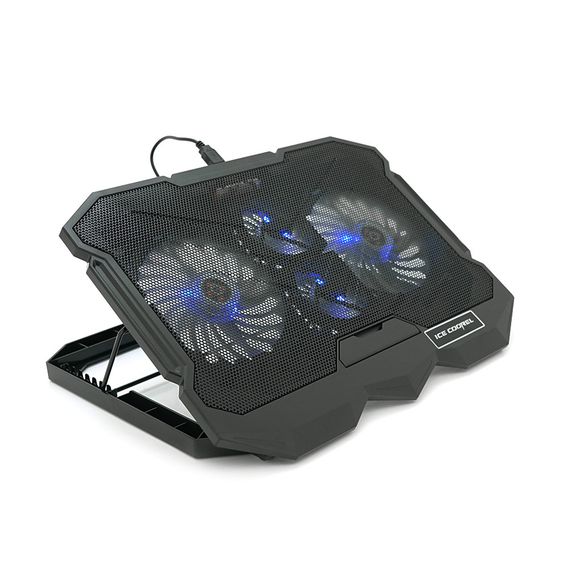 Підставка під ноутбук IceCoorel K22, 10-17", 2*125мм+2*70мм 2600±10% RPM, корпус пластик+алюміній, 385x280x28mm, Black, Box, Q10