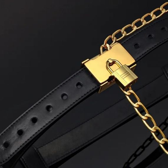 Пояс вірності жіночий з анальною пробкою S Beg & Ask Sevanda, із замком, шкіра та метал, чорний sexstyle | Зображення 4