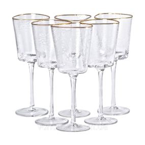 Набор из 6 бокалов 350 мл, для вина с золотым ободком HP-16-22