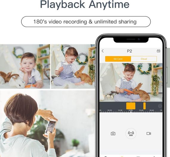 Камера видеонаблюдения с обзором 360° 2K и приложением для телефона, внутренняя камера б | Зображення 5