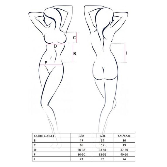 Корсет з пажами Passion KATRISS CORSET L/XL, black, трусики, шнурівка | Зображення 4