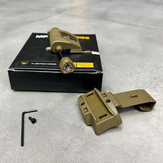 Тактичний ліхтар на шолом Spina LT-09 MPLS Charge, колір Койот, режими: Білий, Червоний, Зелений ІЧ, з батарейкою | Зображення 7