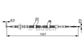 Трос ручного гальма CHEVROLET LACETTI правий (вир-во Bosch) BOSCH 1987482354 на DAEWOO NUBIRA седан (KLAN)