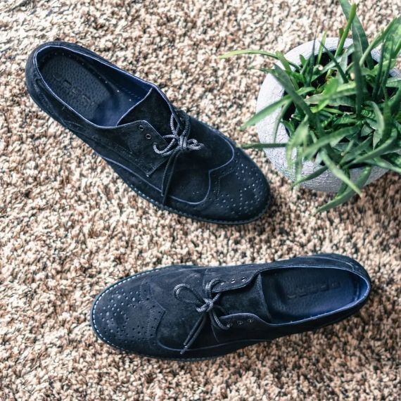 Броги замшевые, черные 41 размер | Зображення 7